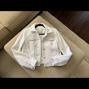 Elie Tahari White Cropped Jacket, Small